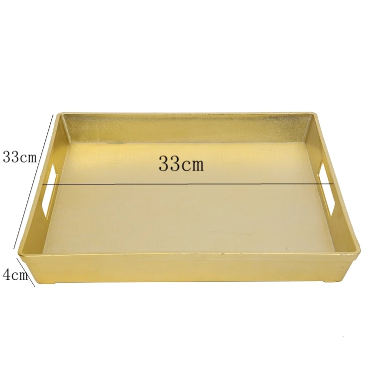 Support Personalized Custom Patterns Gold Plated Serving Candy Dry Fruit Stackable Plastic Square Serving Tray With Handles