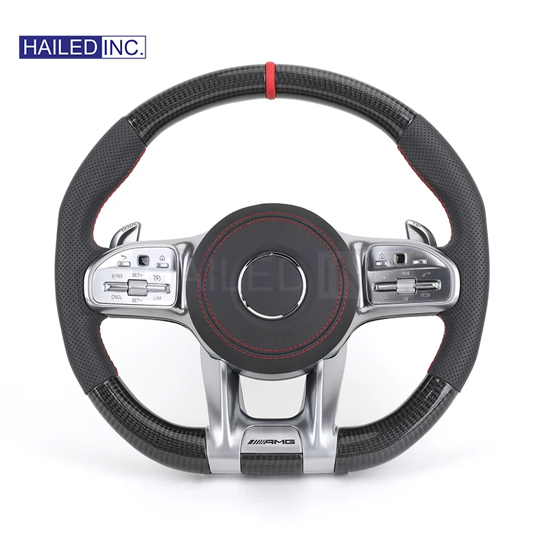 HAILED Upgrade Volant Half Leather Carbon Fiber Steering Wheel for Mercedes Benz W205 W211 W212 GLC C253 GLE W166 W167 W292 GLS