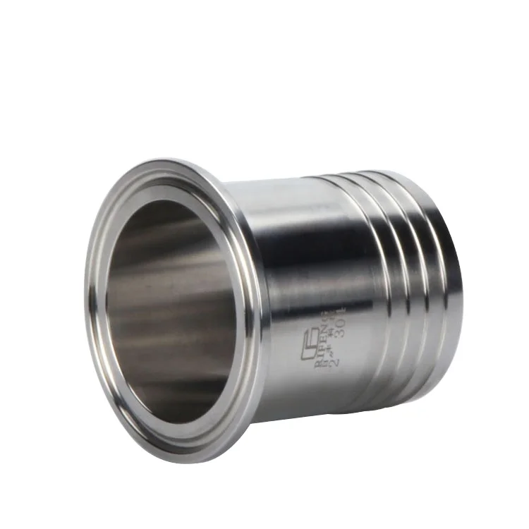 Sanitary Stainless Steel 304 316L Tri Clamp Ferrule Adapter Rubber Hose Barb Adapter