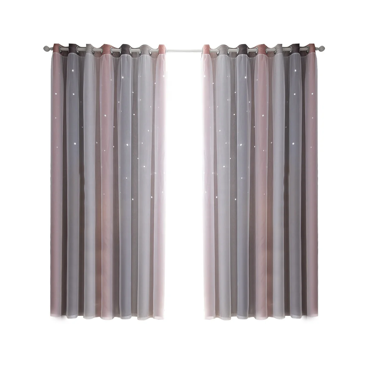 Низкий минимальный заказ ажурные шторы со звездами градиентная рампа высокая растушевка 100% полиэстер 80% светонепроницаемые для