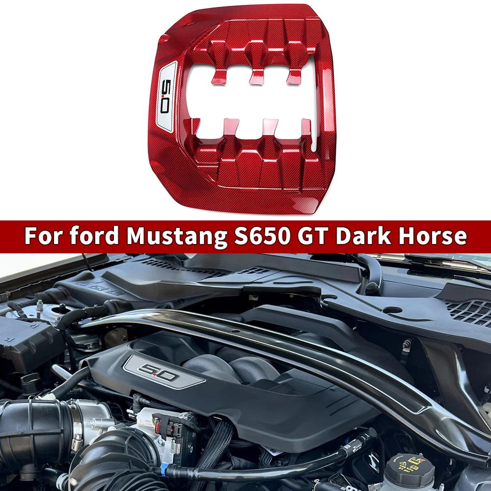 Jogon For Ford Mustang S650 GT Dark Horse V8 2024+ 5.0L Engine Plenum Cover Replacement Dry Carbon Fiber Exterior Accessories