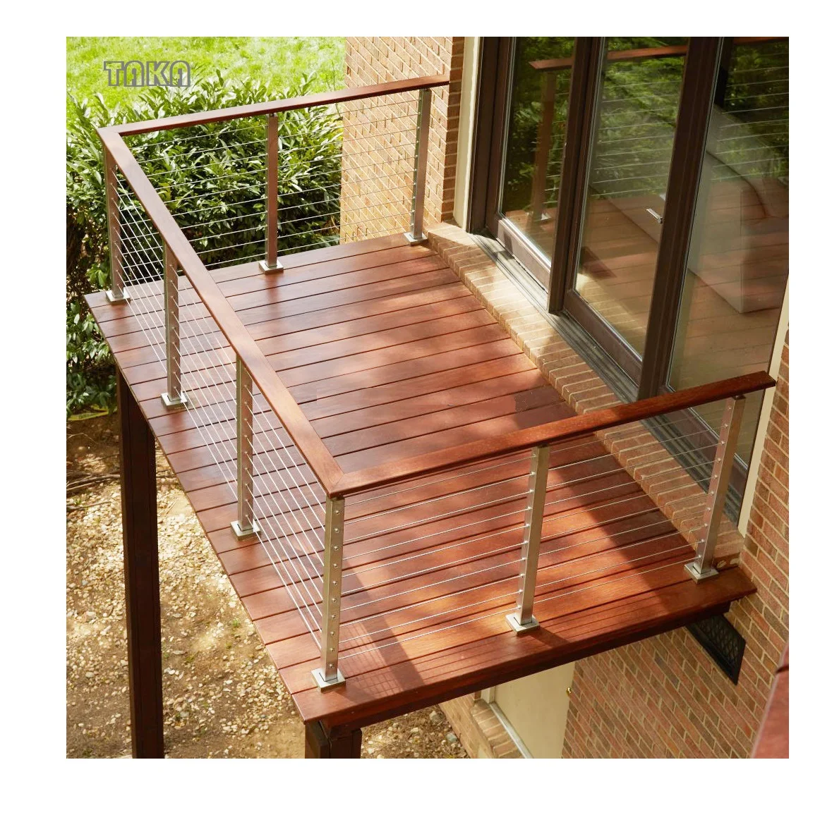 TAKA High Quality Wire Rope Glass Railing Balustrade Stainless cable Railing deck glass railing Post