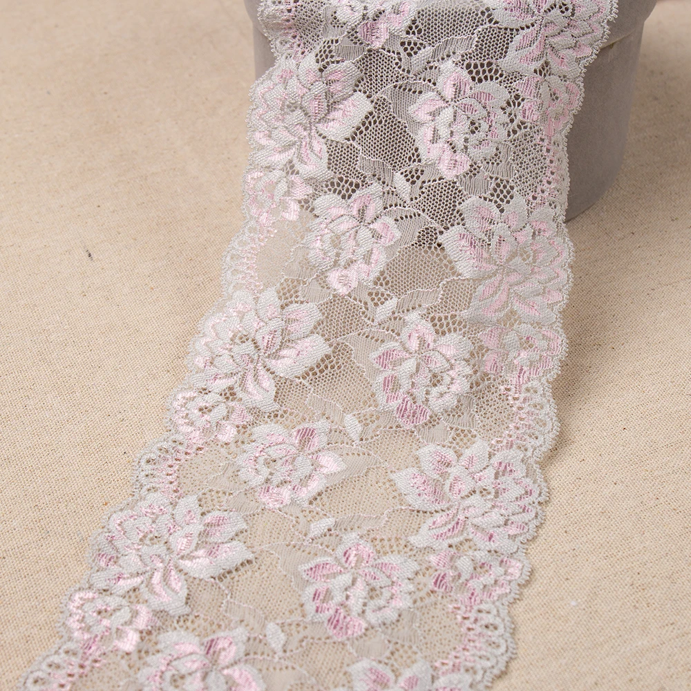 Jacquard Wave Eyelash Elastic Laces Trims Hot Sale Spandex Elastic/ Stretch Lace Trim Mesh Fabric Spandex / Nylon White