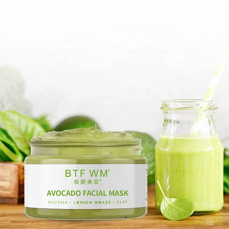 Deep Cleaning Hydrating Detoxing Avocado Mud Mask Musk Matcha Green Tea Facial Detox Mud Mask With Aloe Vera