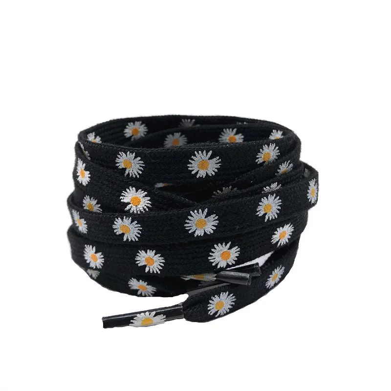 Yrunfeety Daisy Pattern Shoe Laces Print Shoelaces 8MM Custom Shoe Laces Printed for Off White Shoelaces Sneakers