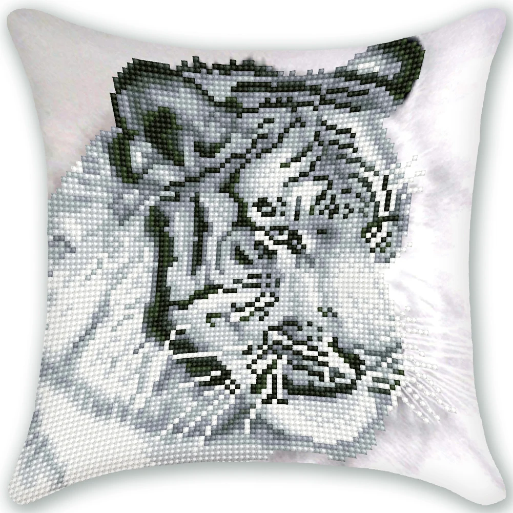 Diamond Painting Cushion Cover Replacement Throwing Pillow Tiger Crystal Case Home Decor Handmade Wholesale Price