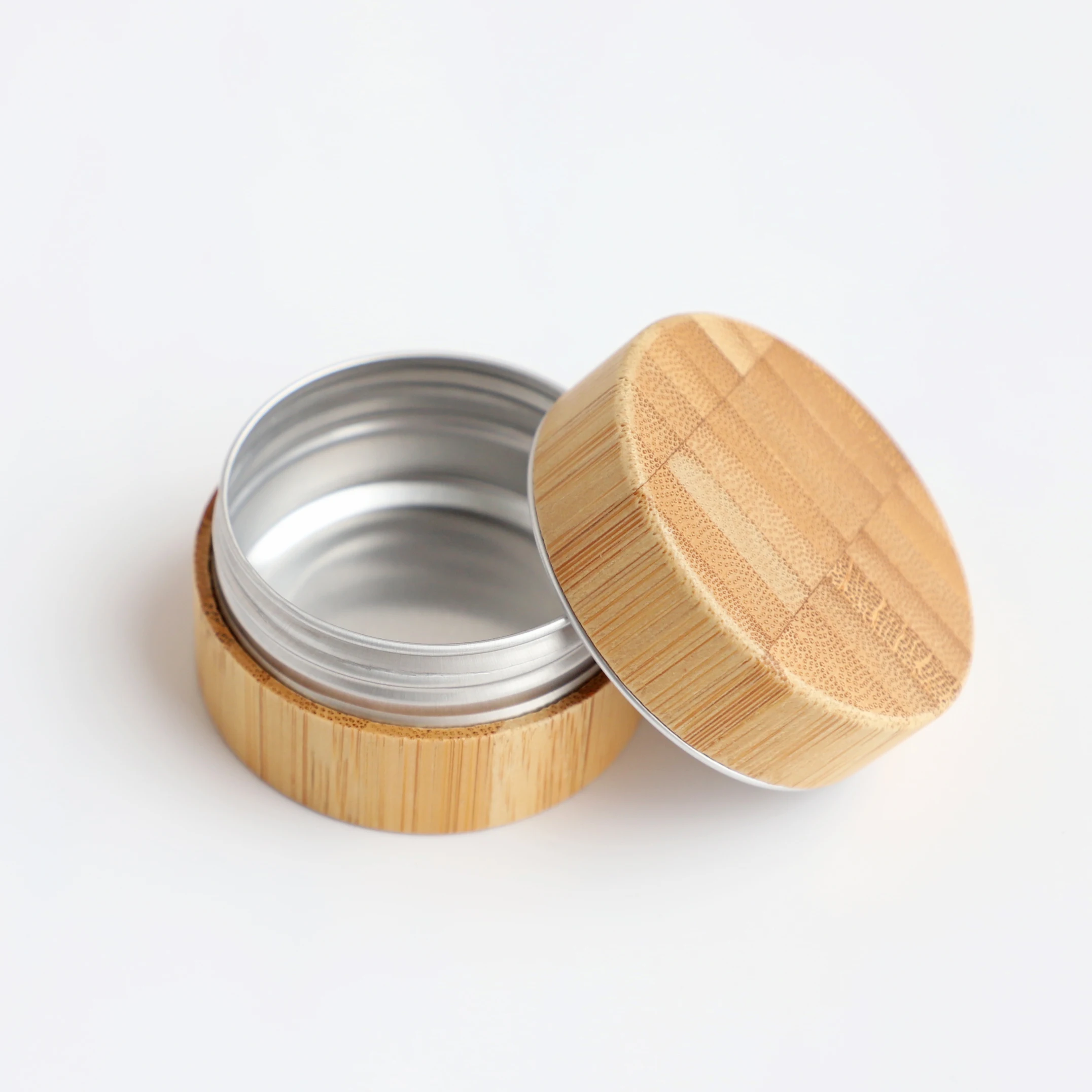Natural Skincare Packaging 5g 15g 20g 30g 50g 100g Eco Friendly Aluminum Bamboo Jar Covered Bamboo Lid
