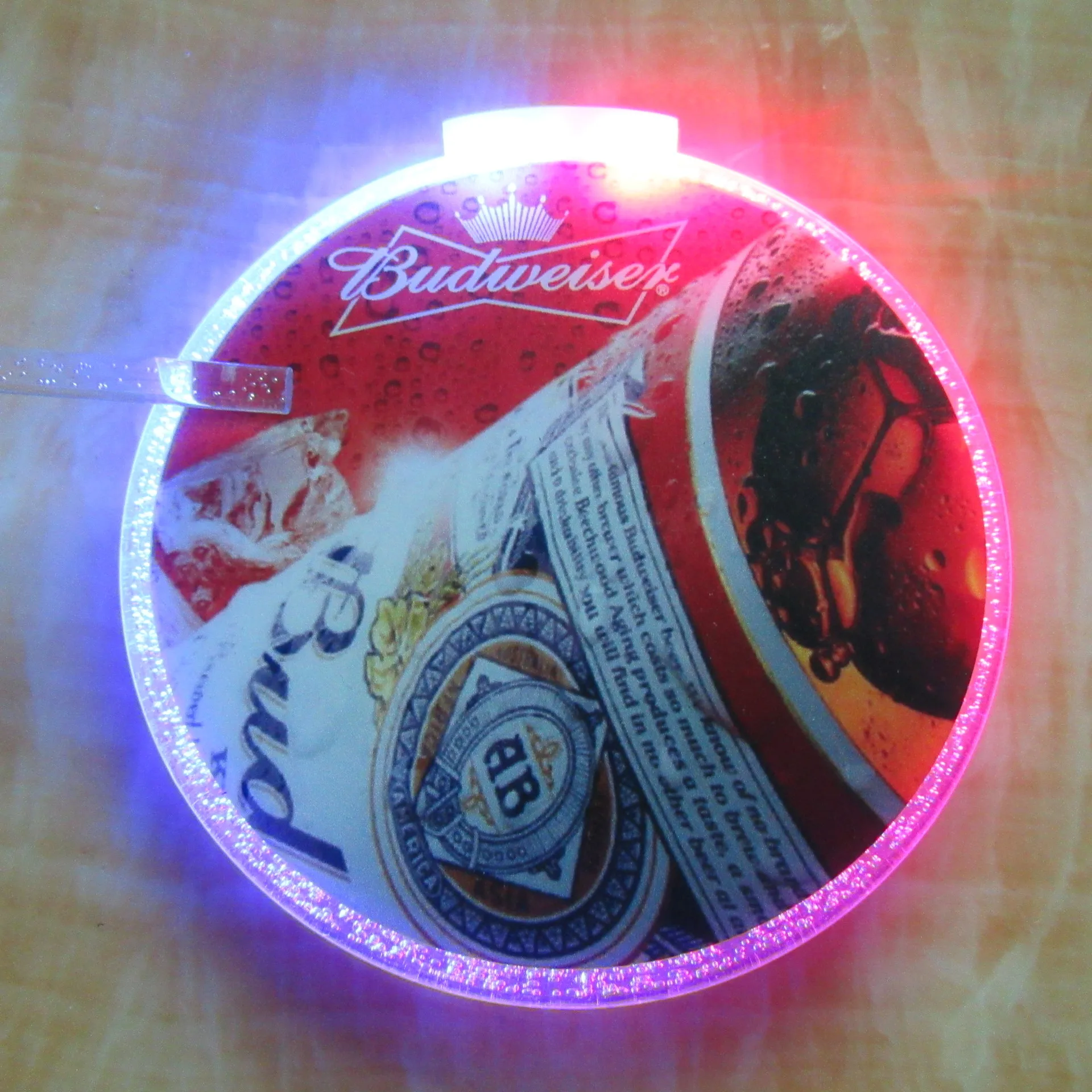 Customized Plastic LED Light-up Coaster Round Square Weight Activated Smart Led Coaster