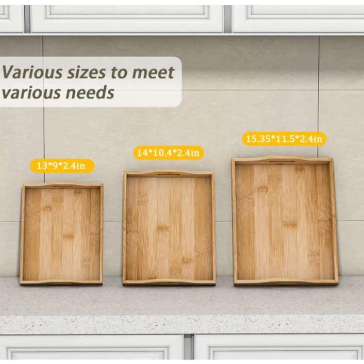 2021 new design natural bamboo decorative storage tray wooden serving tray