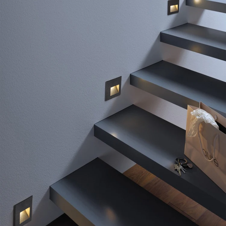 1W 2W Square Step Wall Light House Home Stairs Wall Light AC220V Automatic Led Motion Sensor Stair Light For Corridor