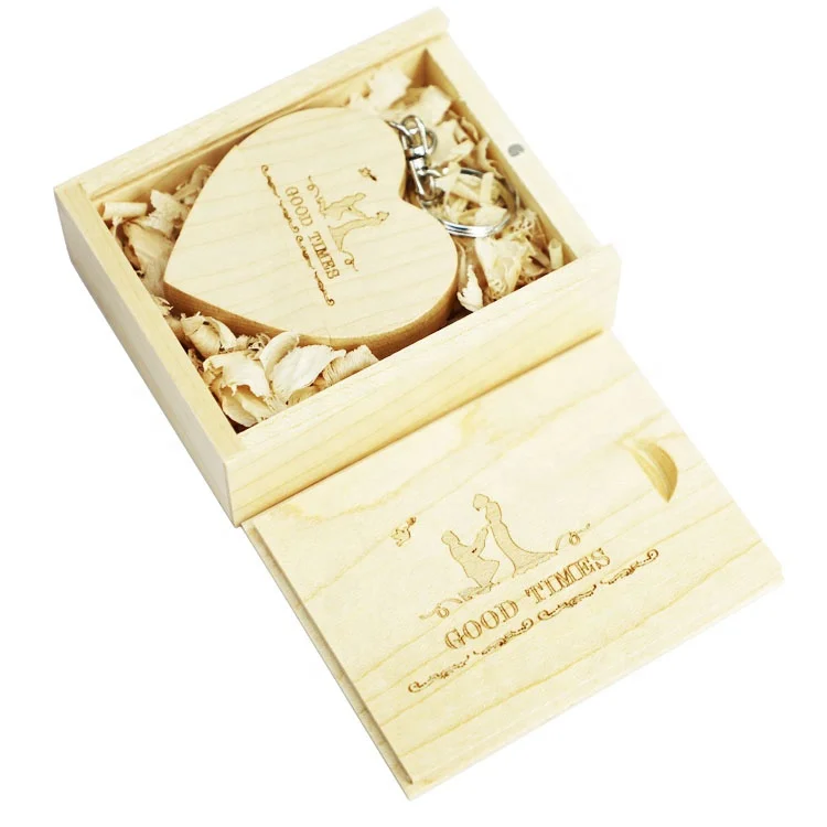 Wooden heart Usb Flash Drive 64mb Pen Drive Wood Memory Stick Pendrive Key Usb Stick Device 4G 8G 16GB 32GB Gifts for Customers