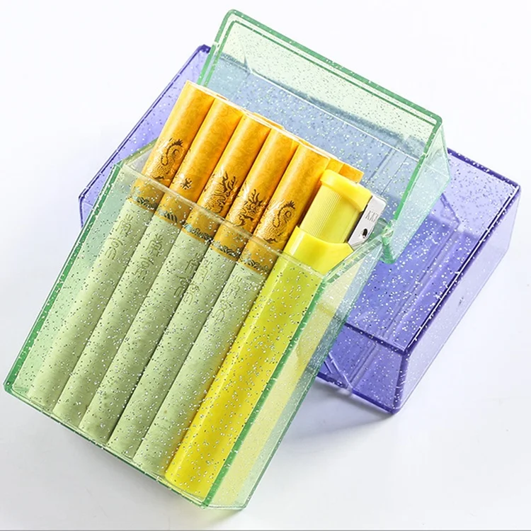 UKETA Wholesale Acrylic Transparent Plastic Cigarettes Holder Custom Cheap Cigarette Case for Promotion
