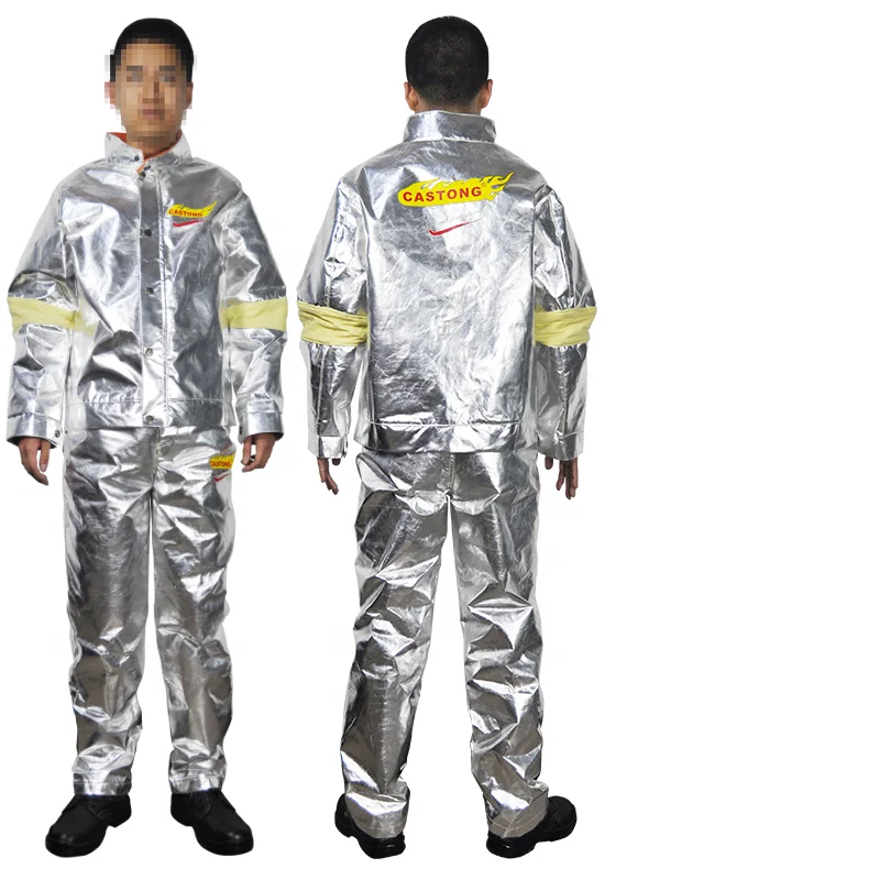 Aluminized Yellow Para-aramid Fine Twill Combined with Aluminum Foil Industrial Heat Insulated Jacket for Metal Smelting