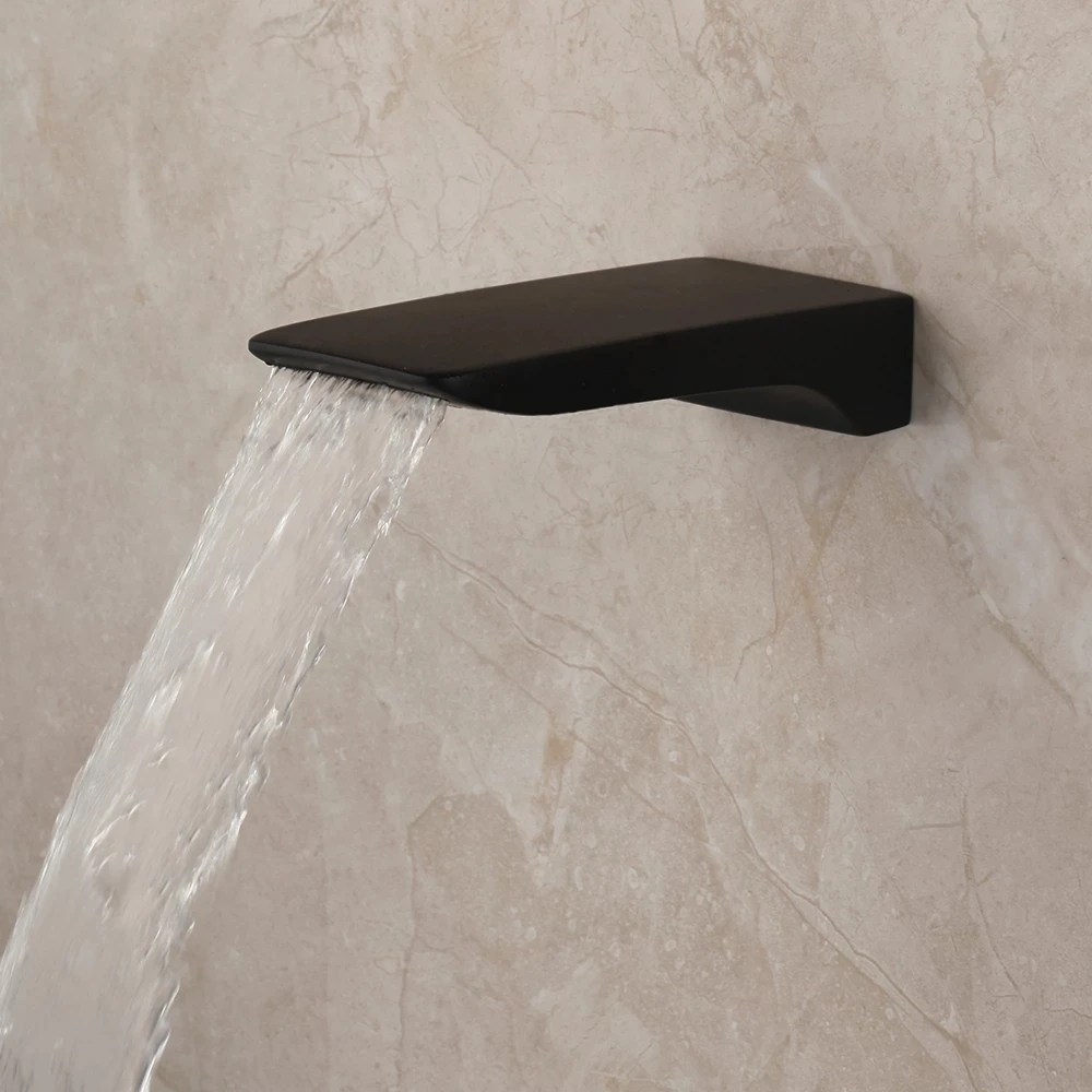 Black Bathtub Faucets Waterfall top mixer black bathroom wall wash basin faucets Wall Mount Widespread Vessel Mixer Tap