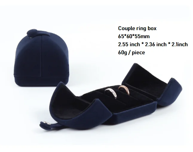 Hotsale high end flannel velvet jewellery packaging box double open foil logo necklace bracelet ring box with custom logo