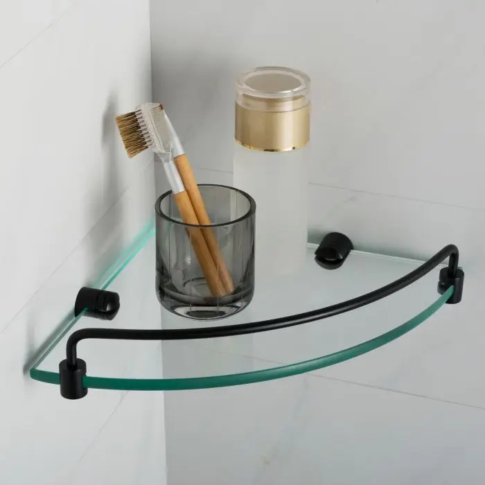 Glass Bathroom Accessories Sets Bathroom Tempered Glass Shower Shelf With