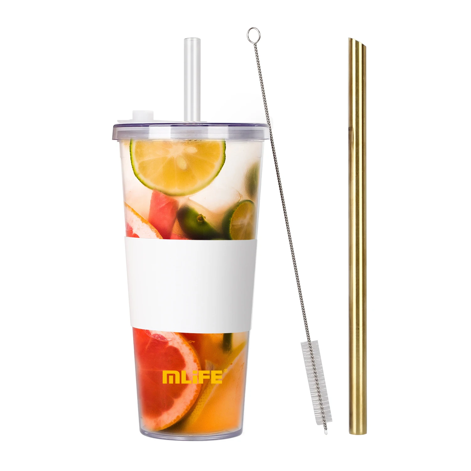 700ml 750ml Double Wall Insulated clear boba Reusable Boba Bubble Cups for bubble tea Tumbler With 12mm Wide Reusable Straw
