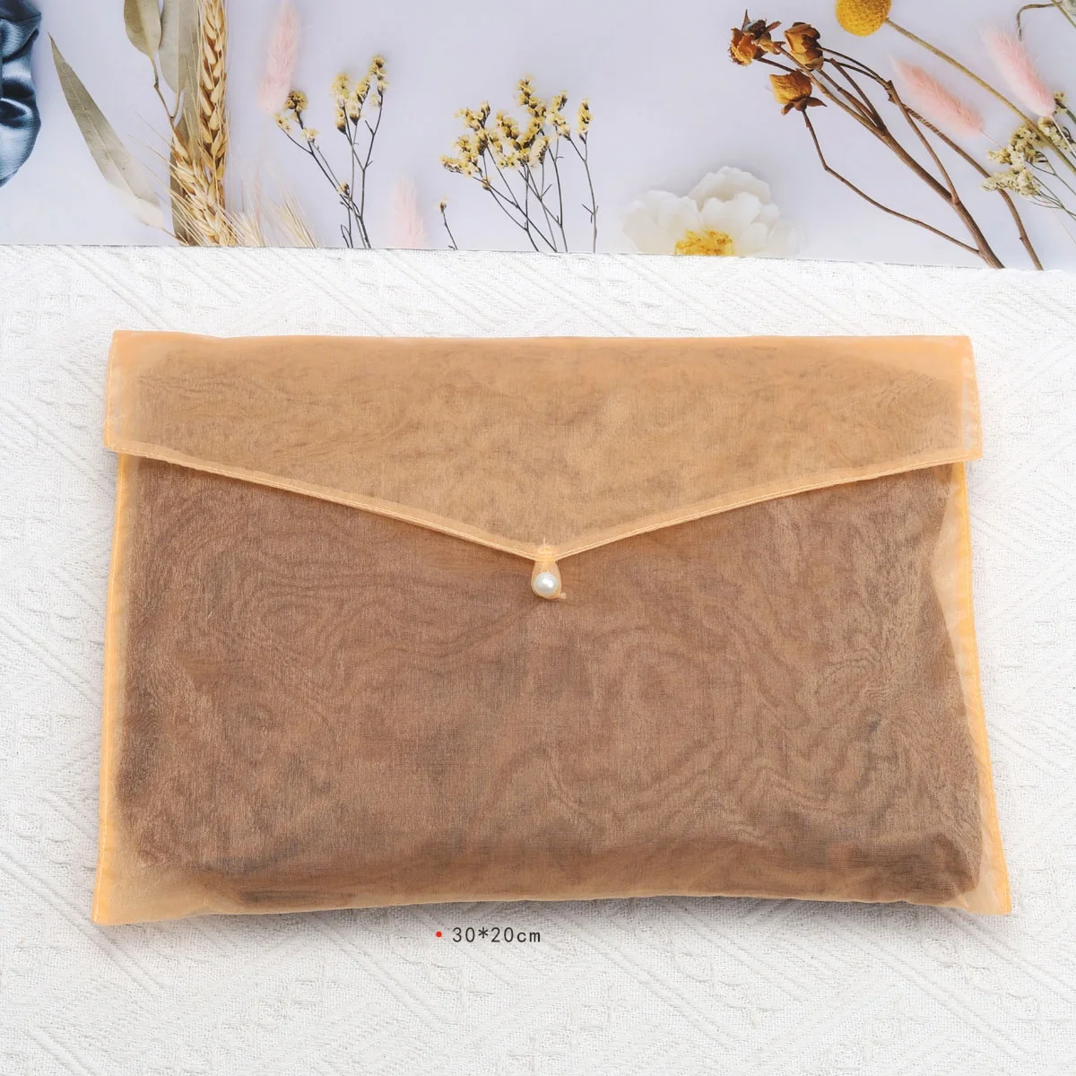 Luxury High Quality Organza Gift Dust Bag Custom Logo Printed Flap Envelope Organza Wedding Gift Packing Pouch
