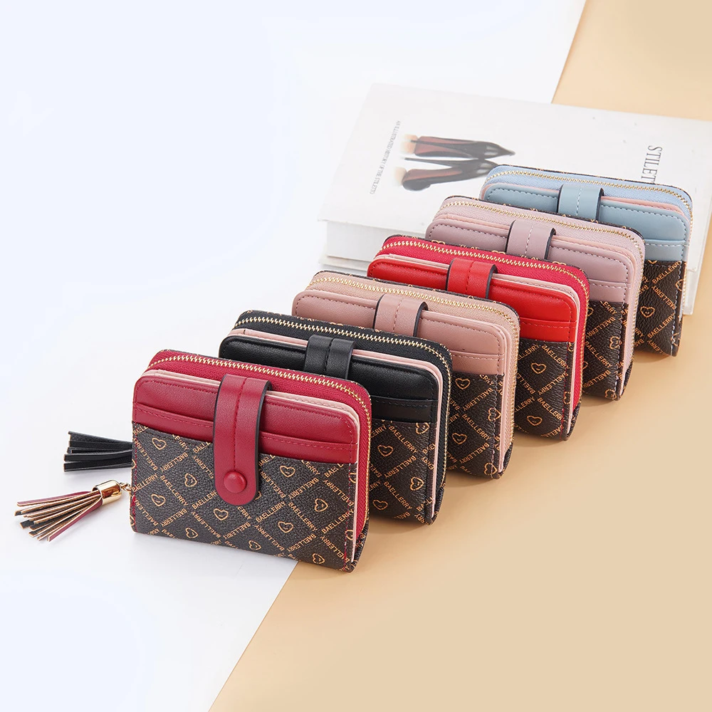 Wallet Women Luxury Famous Brand Pu Leather Printed Tassel KeyChains With Wallets Ladies Short Change Purse Wallet