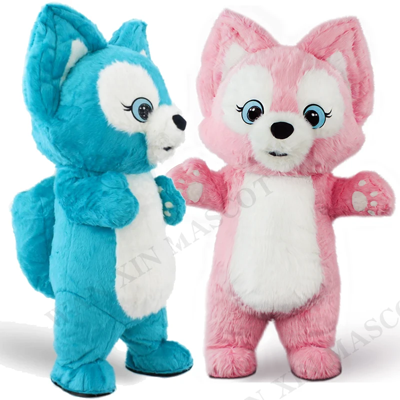 High quality Easter Inflatable Pink Foxes Mascot Costume Christmas Fox Polar Bear Halloween Cartoon Cosplay Mascotte For Adult
