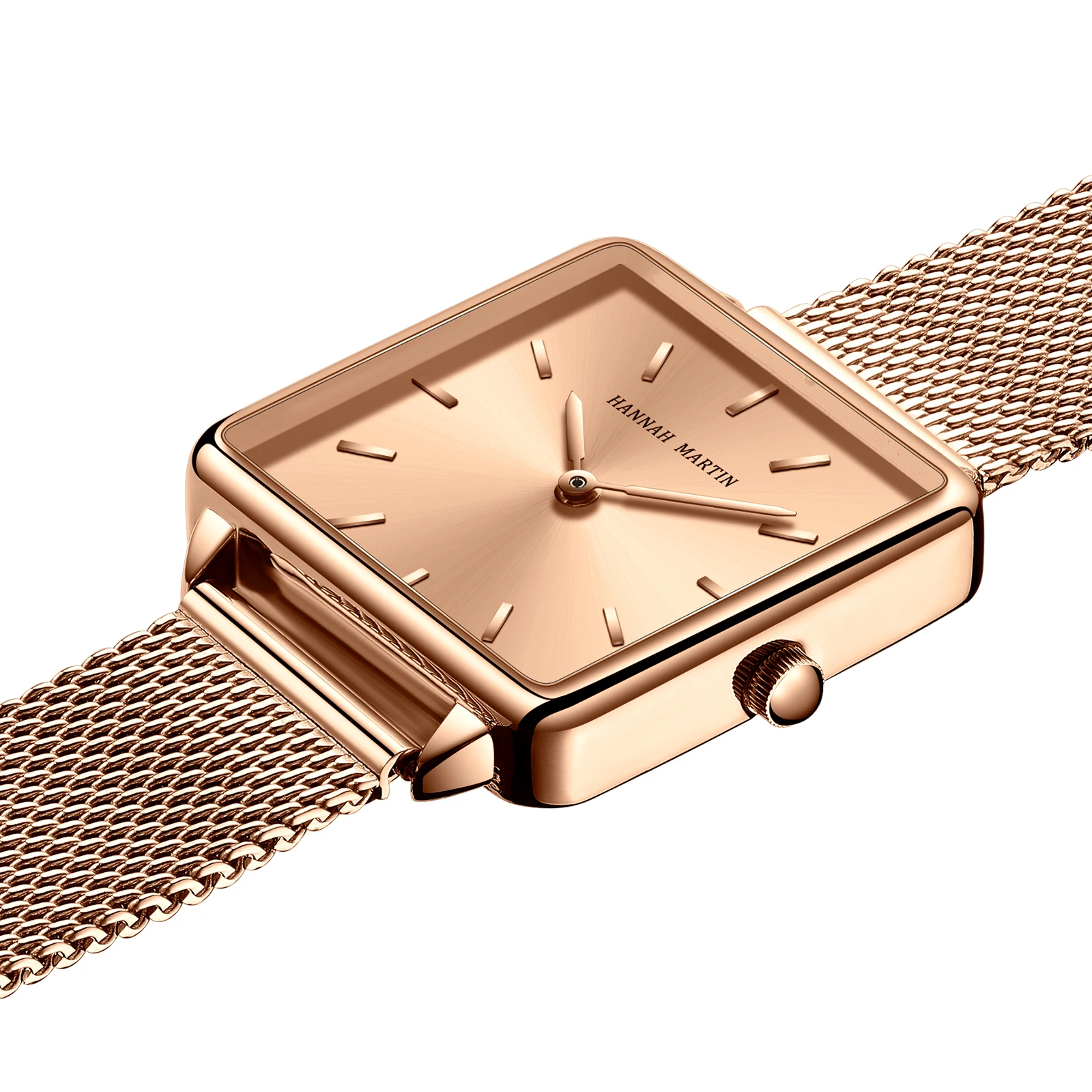 
Luxury Custom Logo Square Ladies Watches Fashion Private Label Women Watch 2020 Glass HANNAH MARTIN Alloy Bracelet Clasp 