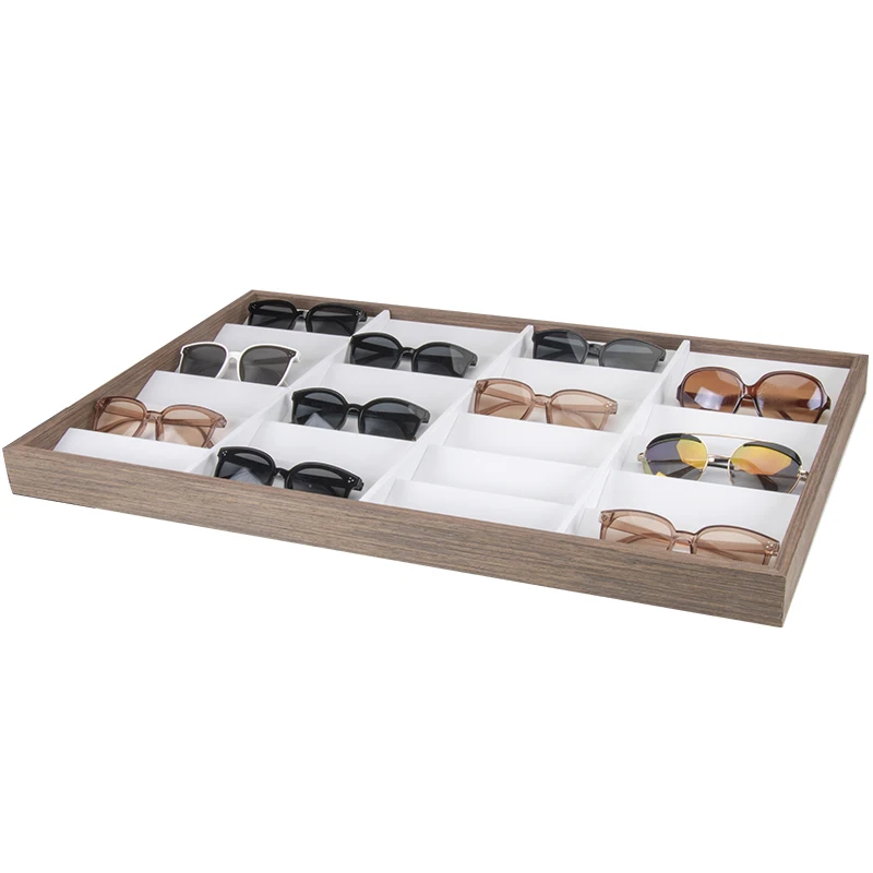 High Quality Black Walnut Wooden 24 Glasses Sunglasses Eyeglasses cases Sales Display Tray Ladder Props
