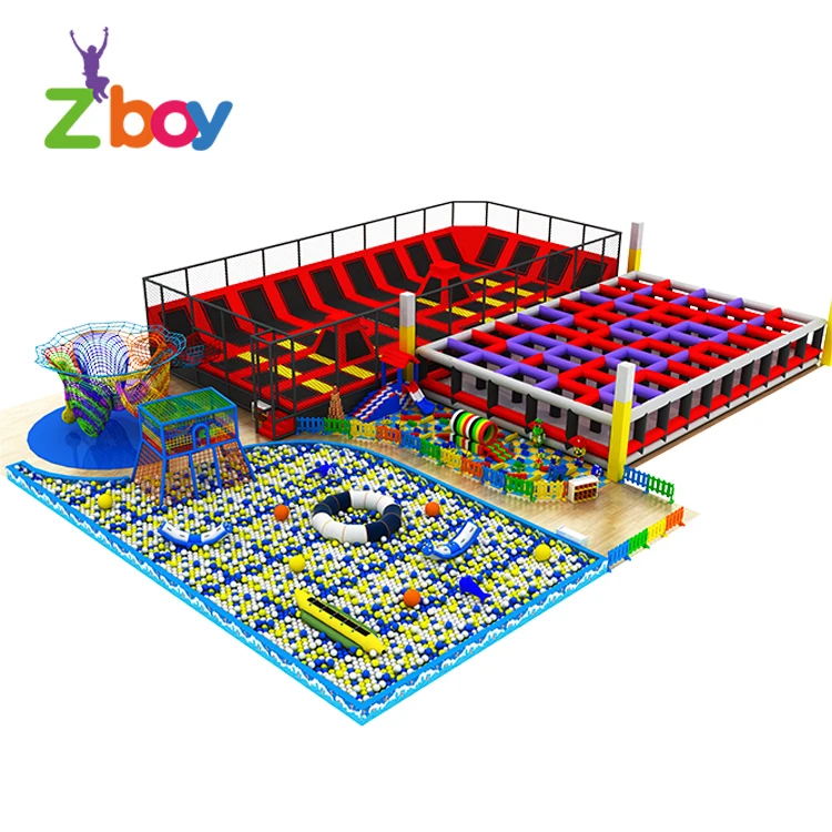 
China Maker Customized Kids And Adults Commercial Trampoline Park Equipment 
