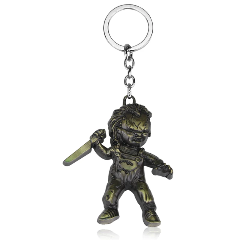 Horror Movie Seed of Chucky Keychain 3D Killer doll Coslay Metal Pendant Keyring Fashion Car Key Chain For Men Cool Accessory