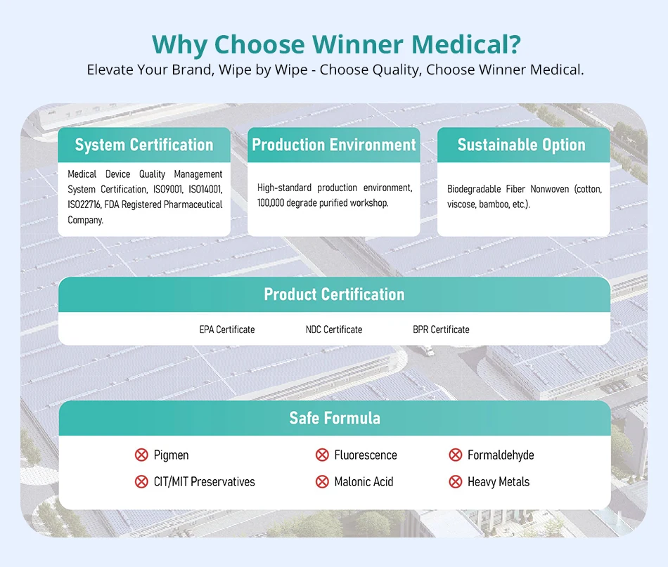 Winner Natural Household 70% Isopropyl Alcohol Cleaning Wet Wipes Custom Wet Wipes Biodegradable