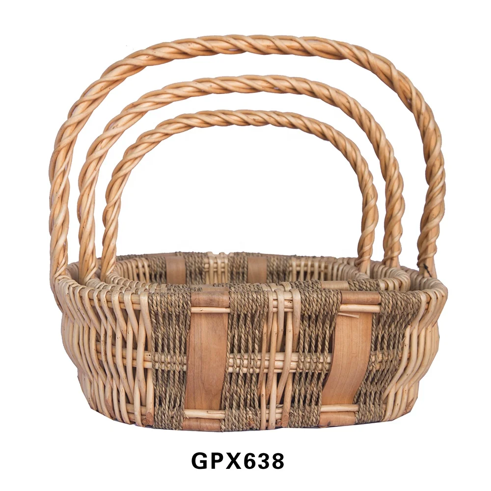 Water Hyacinth Basket Laundry Storage Basket Made in China Round Wicker Baskets With Handle Wicker Woven Natural
