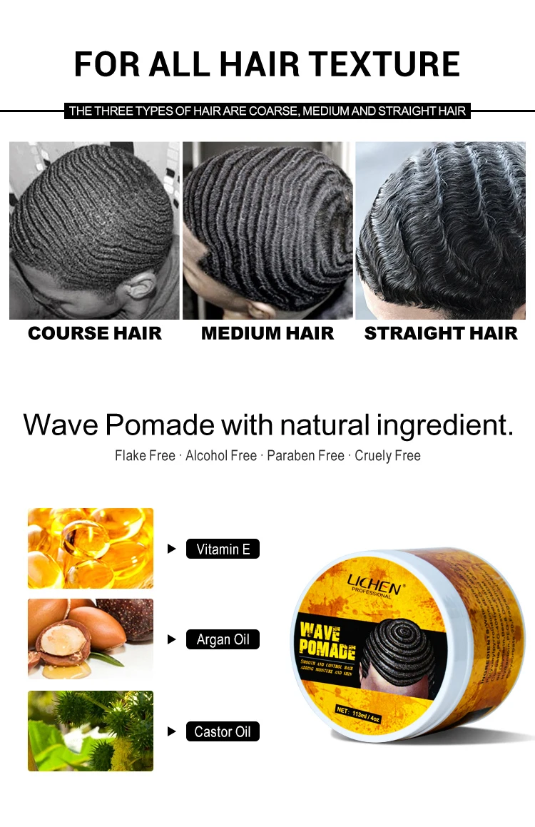 Сильный фиксатор, нежирный натуральный восковой помад для волос, 360 восковой помады для укладки волос для мужчин