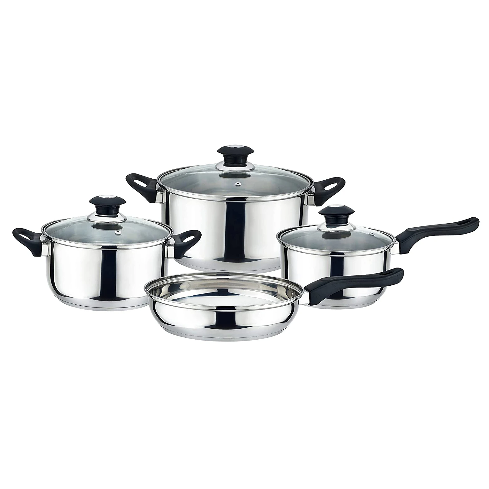 10 Pcs stainless steel cookware sauce pot casserole fry pan set metal cooking pots set