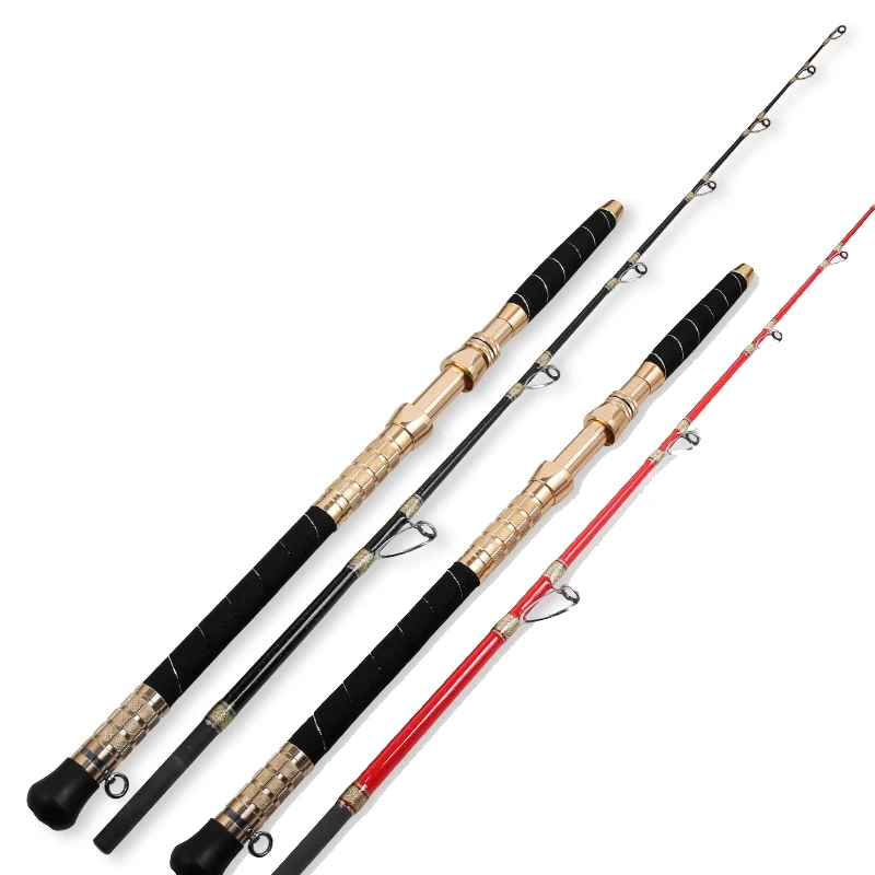 1.65m 1.8m 1.95m 2.1m Hard Solid Glass Rod Tip Boat Fishing Rod Black &Red Spinning&Casting Fishing Rod