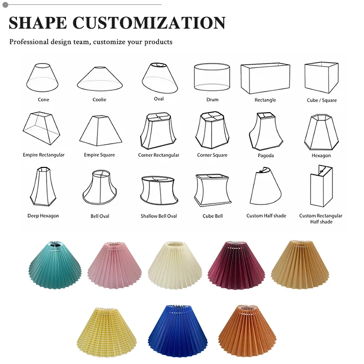 Colourful Lamp Shade Table Lamp Ceiling Light Decoration Fabric Lamp Covers Easy Install Fabric Pleated Lampshade