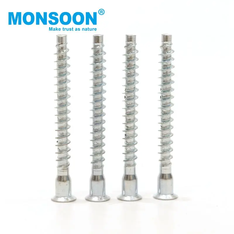Furniture Connector wood hex socket head confirmat screw flat reduction end zinc plated 5x50mm Furniture Confirmat Screw
