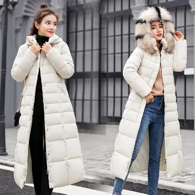 2019 high quality fur collar women long winter coat female warm wadded jacket womens outerwear parka casaco feminino inverno