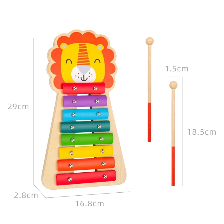 La Doyee lovely lion wooden 8 different colour keys xylophone musical toys for kids