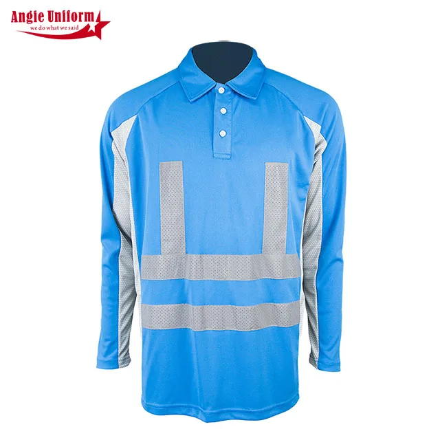 Factory Sustainable Cotton Fluorescent tape Work Clothing Wholesale Polo T Shirts Reflective Construction Worker Uniforms