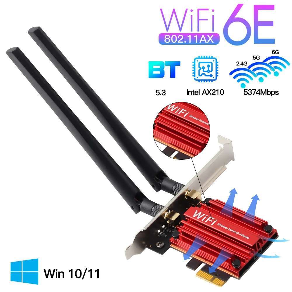 PCIE WIFI6 card AX210 WIFI6E triple band 6GHZ 5400Mbps WIFI6 pci-e wireless network card