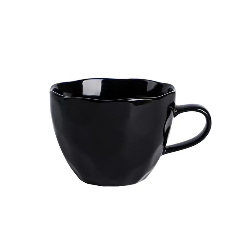 Colorful Ceramic Coffee Cup with Handle Simple Atmosphere Design Sense Mug Cute Handgrip Shape
