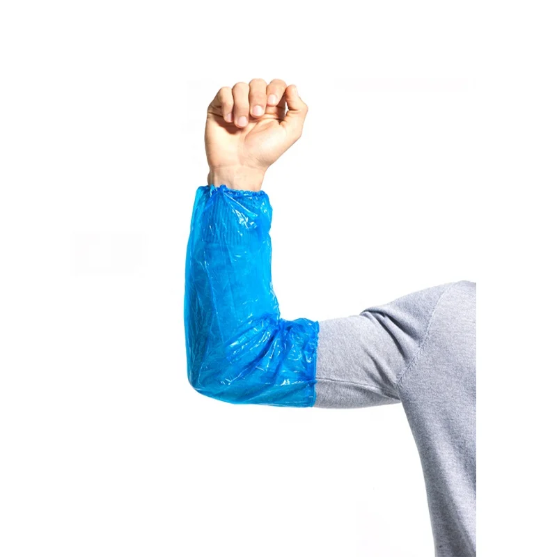 Waterproof PE over sleeves blue white arm sleeves