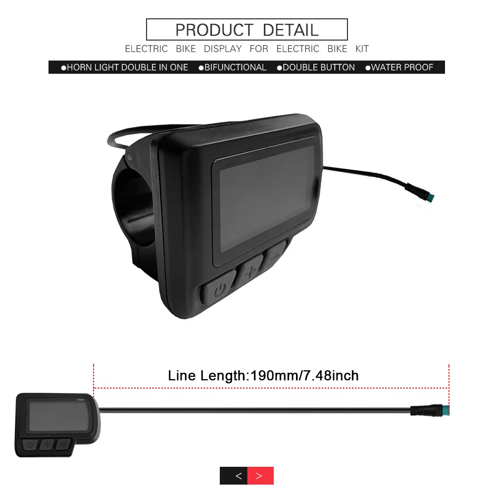 24V 36V 48V with USB Power Speed Display E-bike Conversion Parts Waterproof/SM Plug E-Bike Display Meter LCD-EN06 Display
