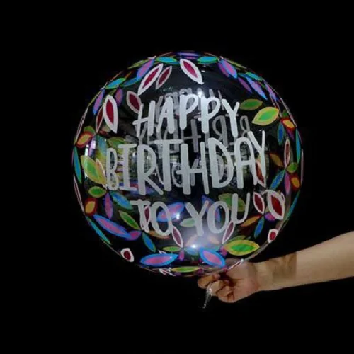 Transparent Happy Birthday Bobo Ball Fashion Round Bobo Balloon Indoor and Outdoor Birthday Party Decoration
