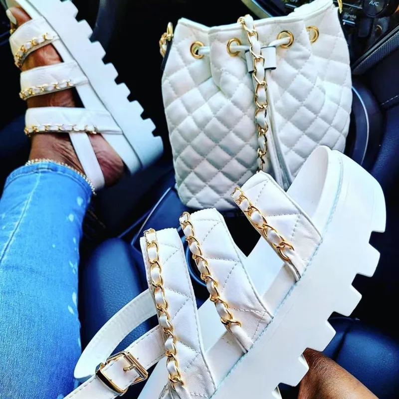 2022 Dropshipping Hot sale fashion summer chunky platform high-heel cheap shoes sandals for women