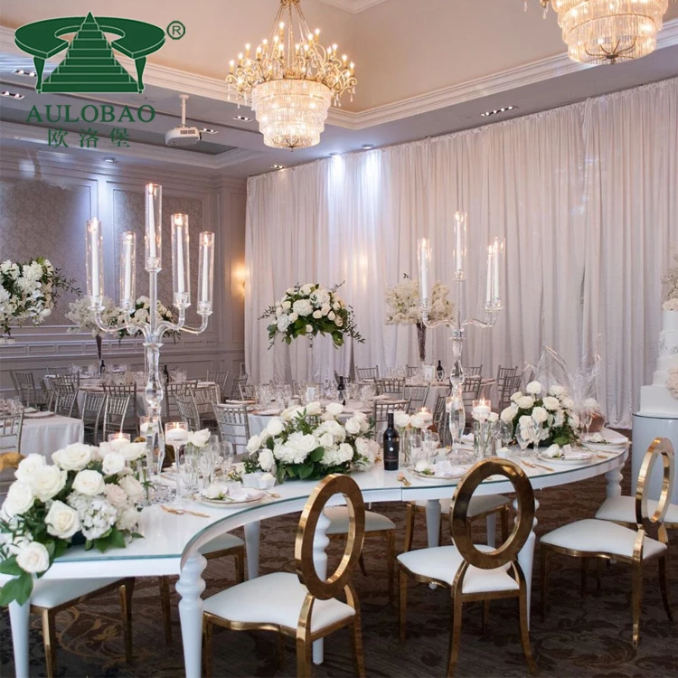 Reasonable price metal legs stainless steel frame half round dining table