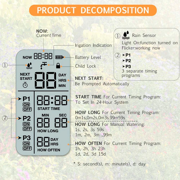 New Design Outdoor Yard Digital Automatic Irrigation Watering System Water Controller Garden Sprinkler  HCT-355