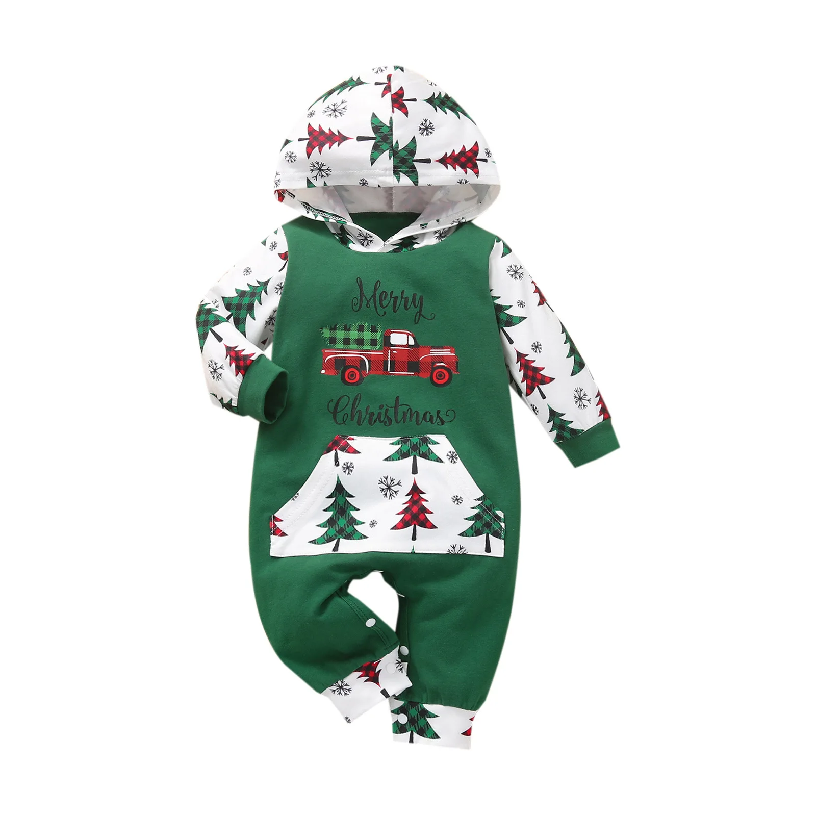 Christmas Winter Knit Baby Romper Baby Rompers Wholesale Cartoon Print Hooded Baby Romper