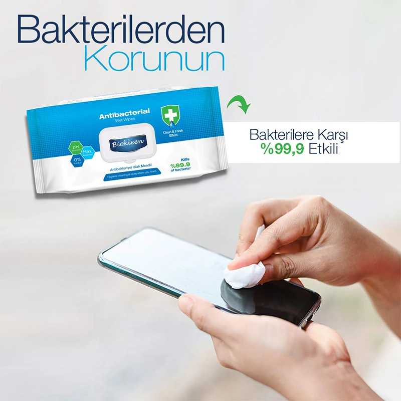 Biokleen Private Label OEM 100PCS Clean Fresh Hand Antibacterial Cleaning Wet Wipes