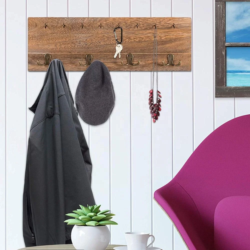 IEBI wood craft products Wall Mounted Hanging with hooks, Coat rack, hat organizer, key holder for Entryway, Mudroom and more