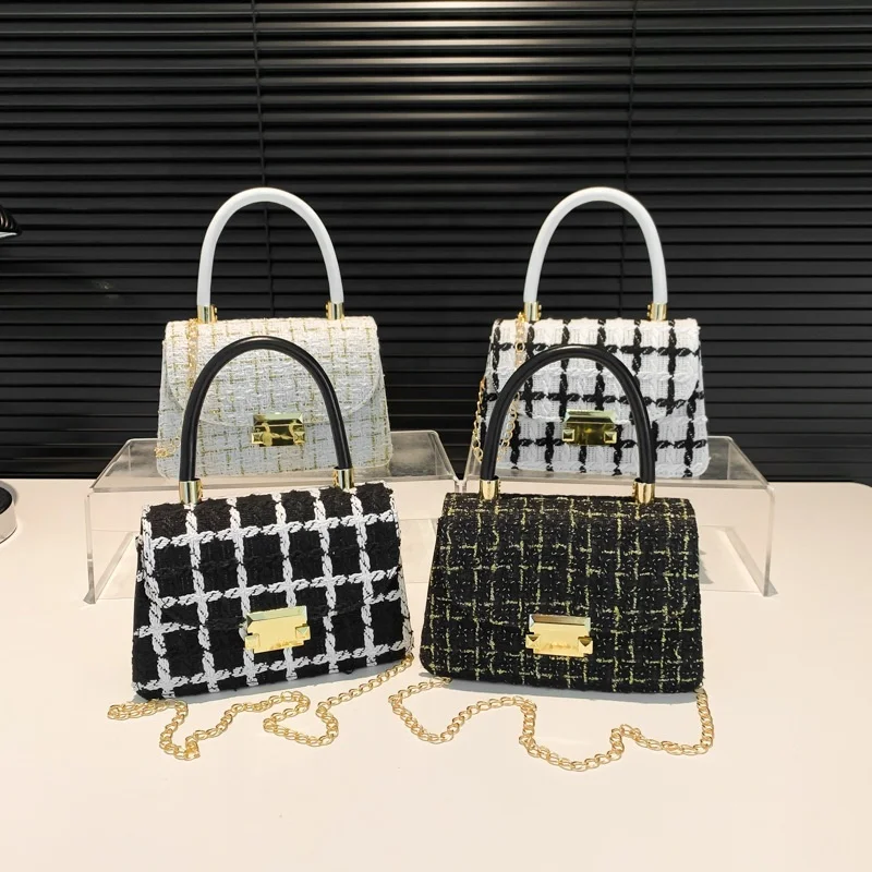 Wholesale Designer Handbags Shoulder Polyester Handbag Korean Mini Bag Luxury Messenger Plaid Mini Bag